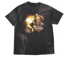 画像1: Used Harley-Davidson S/S Print Tee Fade Black made in USA (1)