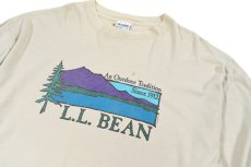 画像2: Used L.L.Bean L/S Print Tee Khaki made in USA (2)