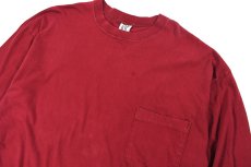 画像2: Used Gap L/S Blank Pocket Tee Burgundy made in USA (2)