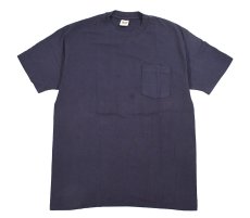 画像1: Used anvil Blank S/S Pocket Tee Navy made in USA (1)