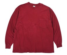 画像1: Used Gap L/S Blank Pocket Tee Burgundy made in USA (1)