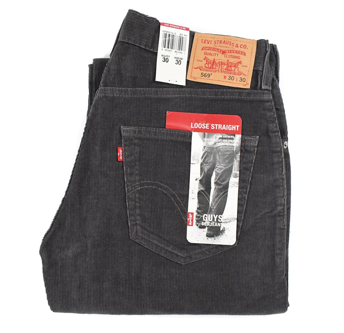 画像1: Deadstock Levi's 569 Corduroy Pants Charcoal リーバイス (1)