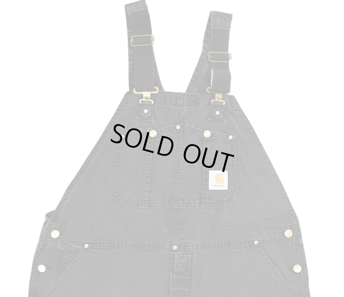 画像1: Used Carhartt Double Knee Duck Overall Black (1)