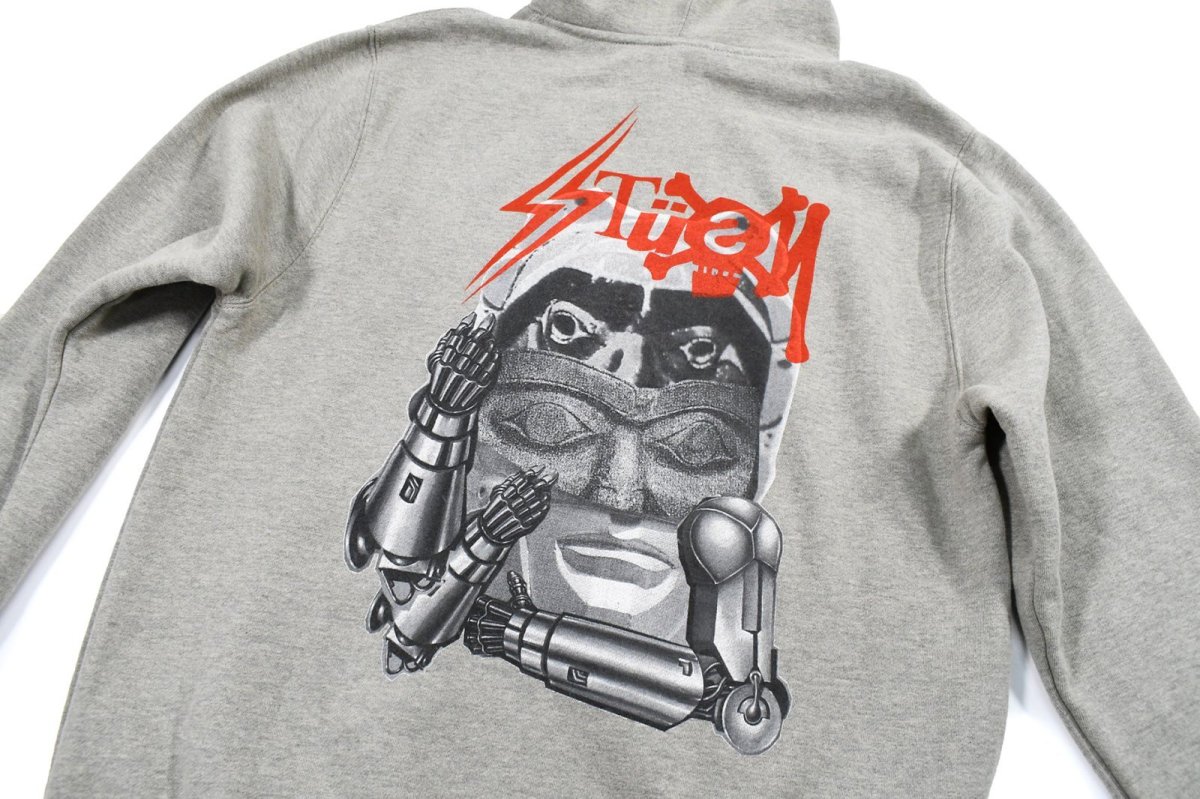 画像5: Deadstock Stussy Print Sweat Hoodie Grey (5)