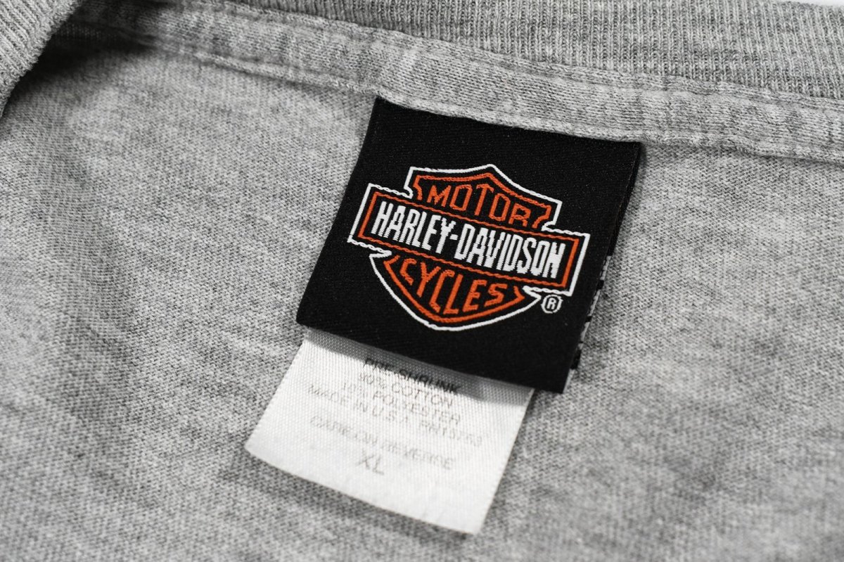 画像6: Used Harley-Davidson L/S Print Tee Grey made in USA (6)
