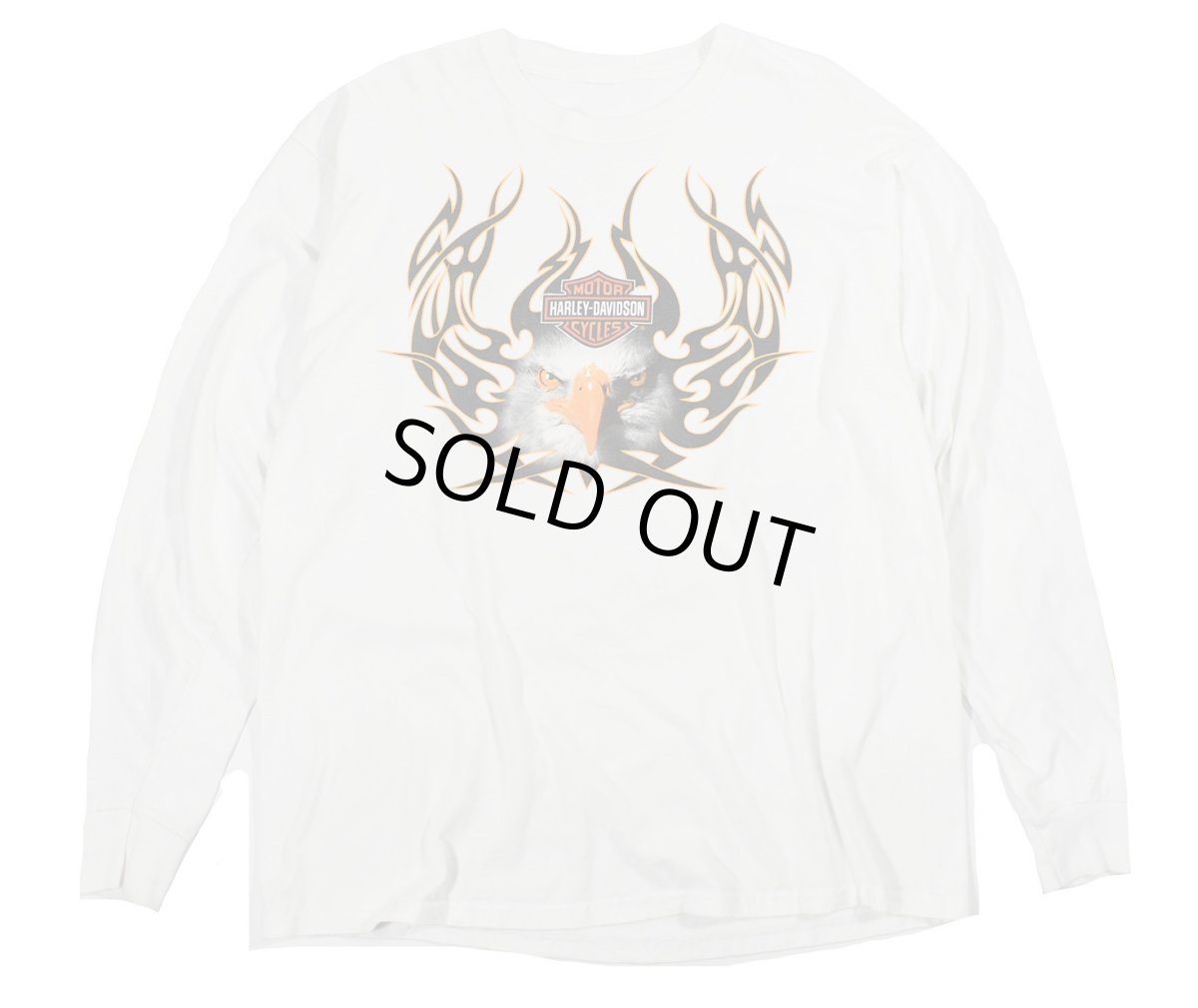 画像1: Used Harley-Davidson L/S Print Tee White (1)