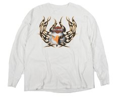画像1: Used Harley-Davidson L/S Print Tee White (1)