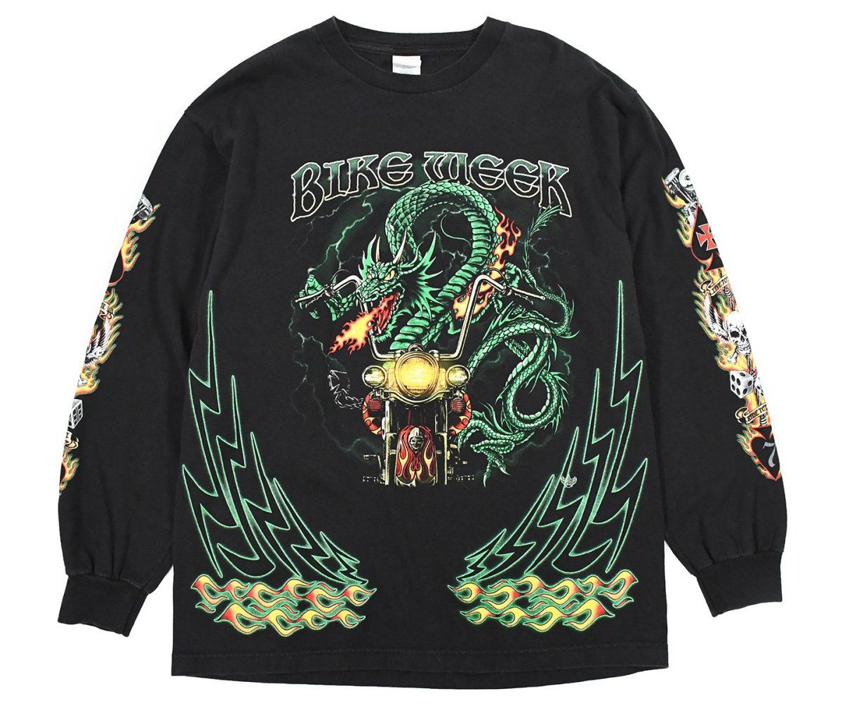 画像1: Used Print L/S Tee "Bike Week" (1)