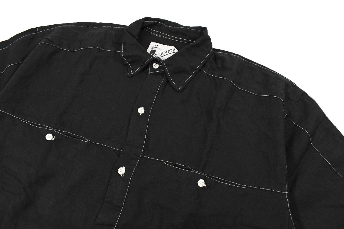 画像2: Deadstock Goouch Customize S/S Linen Shirt Black (2)