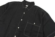 画像2: Deadstock Goouch Customize S/S Linen Shirt Single Pocket Black (2)