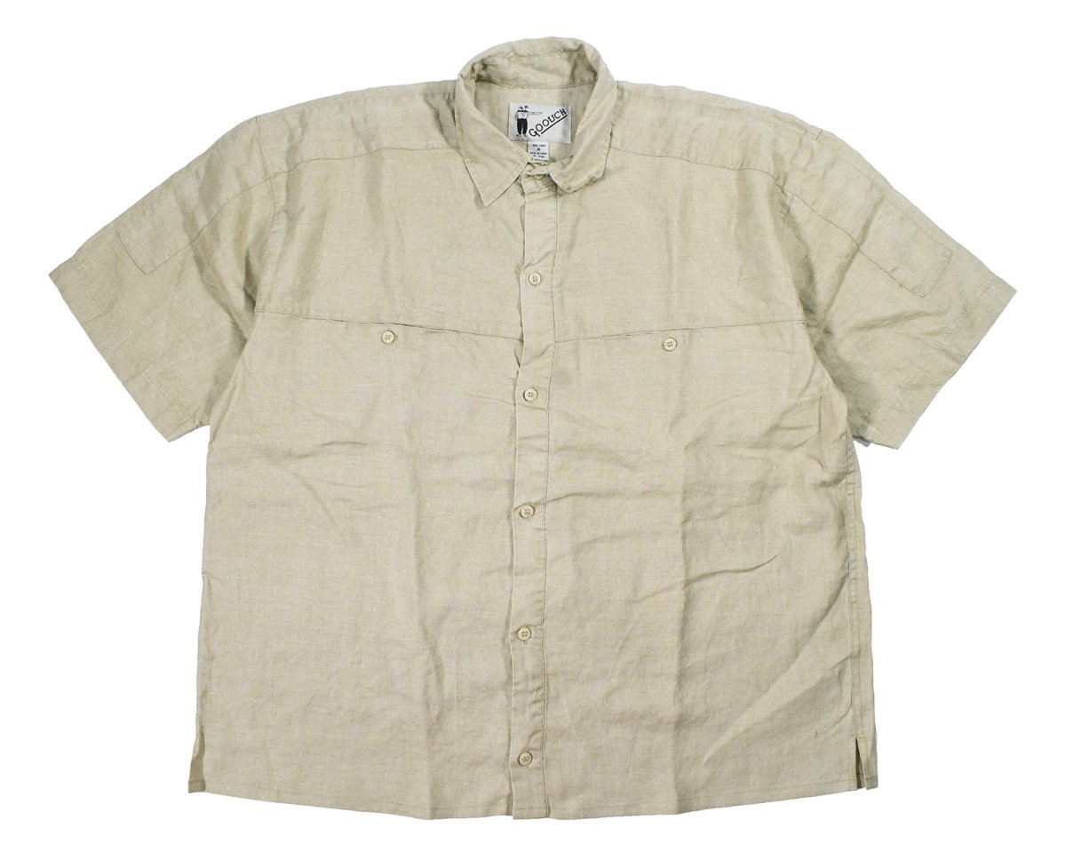 画像1: Deadstock Goouch Customize S/S Linen Shirt Khaki (1)