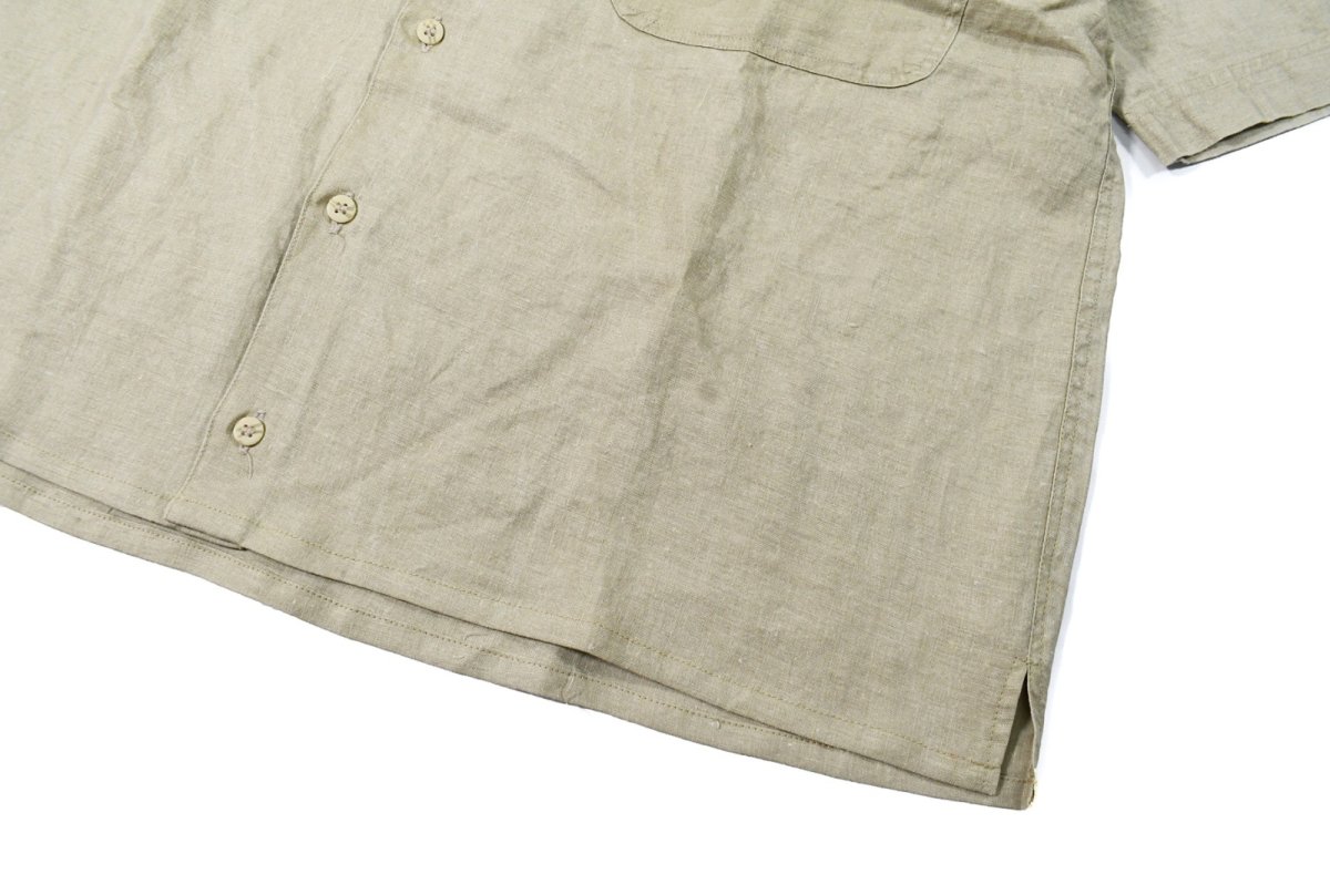 画像3: Deadstock Goouch Customize S/S Linen Shirt Single Pocket Khaki (3)