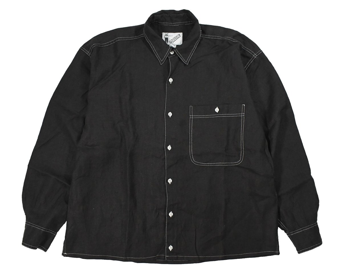 画像1: Deadstock Goouch Customize L/S Linen Shirt Black (1)