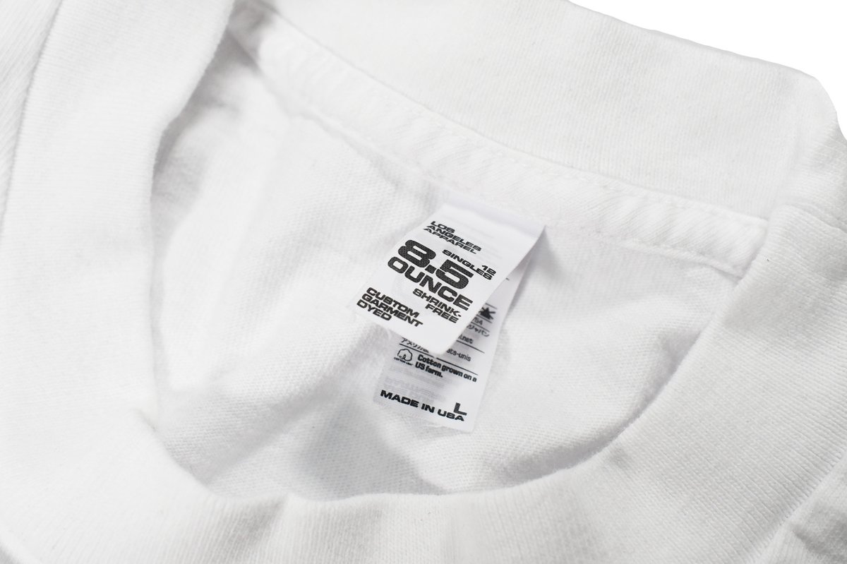 画像3: Los Angeles Apparel Garment Dye 8.5oz S/S Wide Tee White ロサンゼルス アパレル (3)