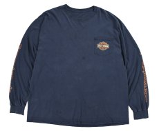 画像1: Used Harley-Davidson L/S Print Pocket Tee Navy (1)