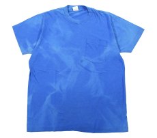画像1: Used Fruit of the Loom S/S Fade Pocket Tee Blue made in USA (1)