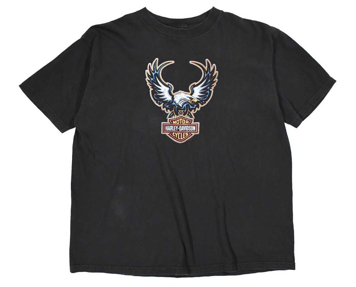 画像1: Used Harley-Davidson S/S Print Tee Black made in USA (1)