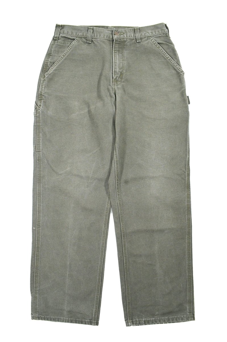 画像1: Used Carhartt Duck Carpenter Pants Moss カーハート (1)