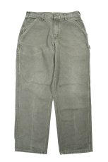 画像1: Used Carhartt Duck Carpenter Pants Moss カーハート (1)