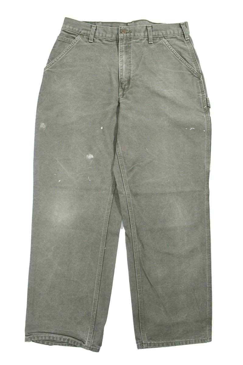 画像1: Used Carhartt Duck Carpenter Pants Moss カーハート (1)