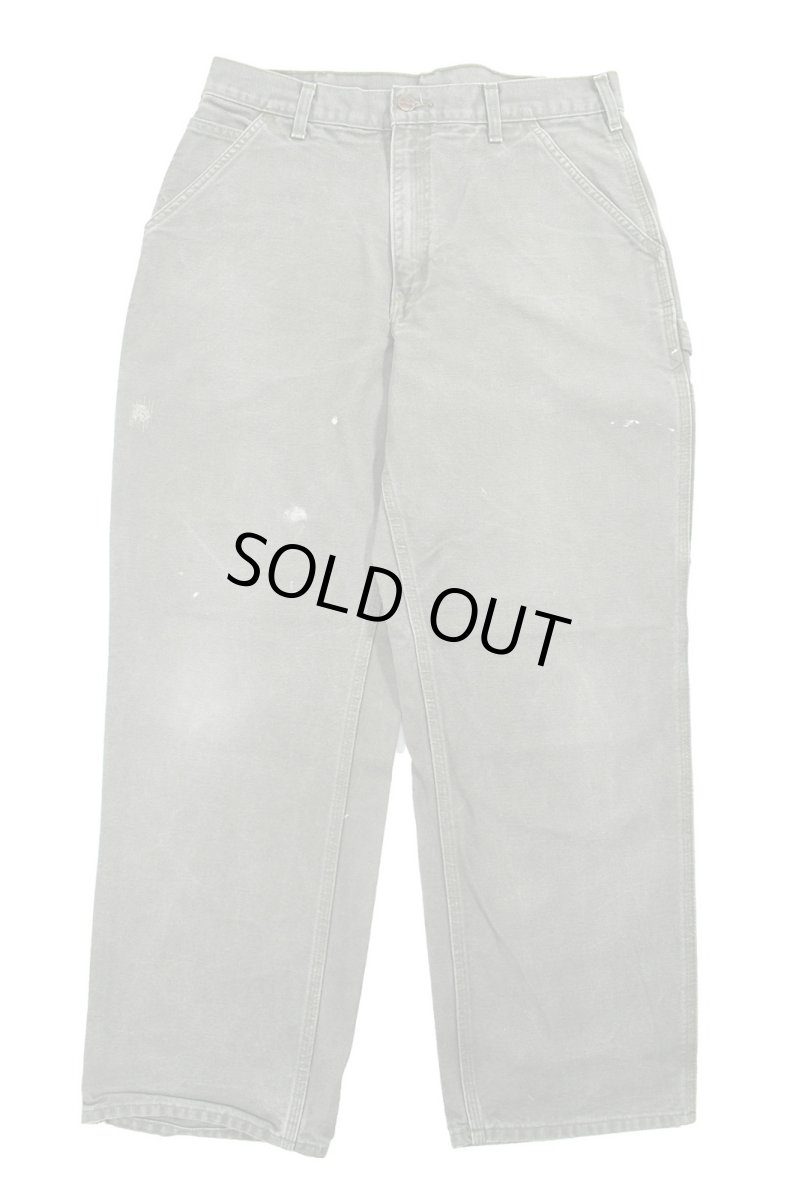 画像1: Used Carhartt Duck Carpenter Pants Moss カーハート (1)