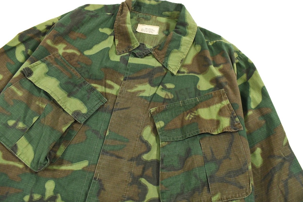 画像2: Used Us Military Ripstop Poplin Jungle Fatigue Jacket ERDL Leaf Camo (2)