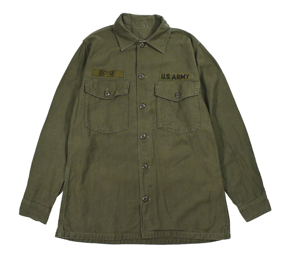 画像1: Used Us Military Cotton Sateen OG-107 Utility Shirt (1)