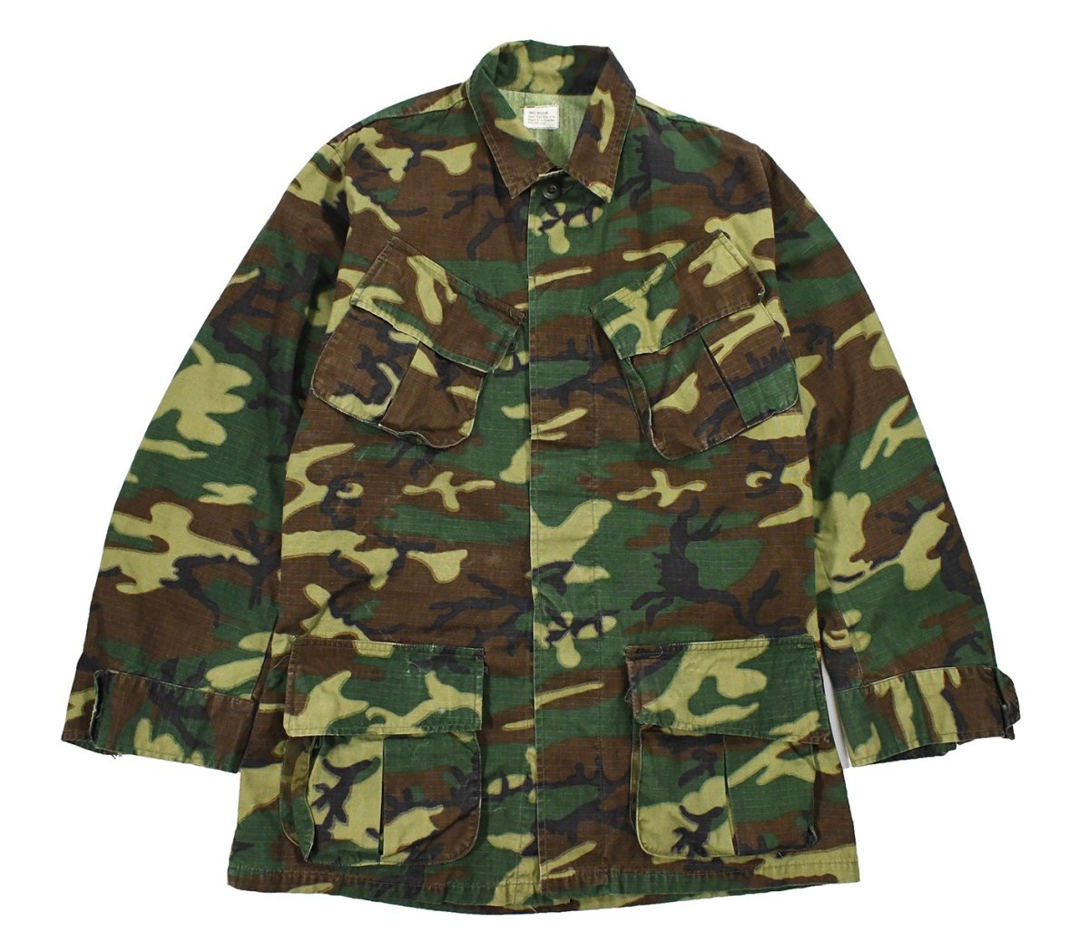画像1: Used Us Military Ripstop Poplin Jungle Fatigue Jacket ERDL Leaf Camo (1)