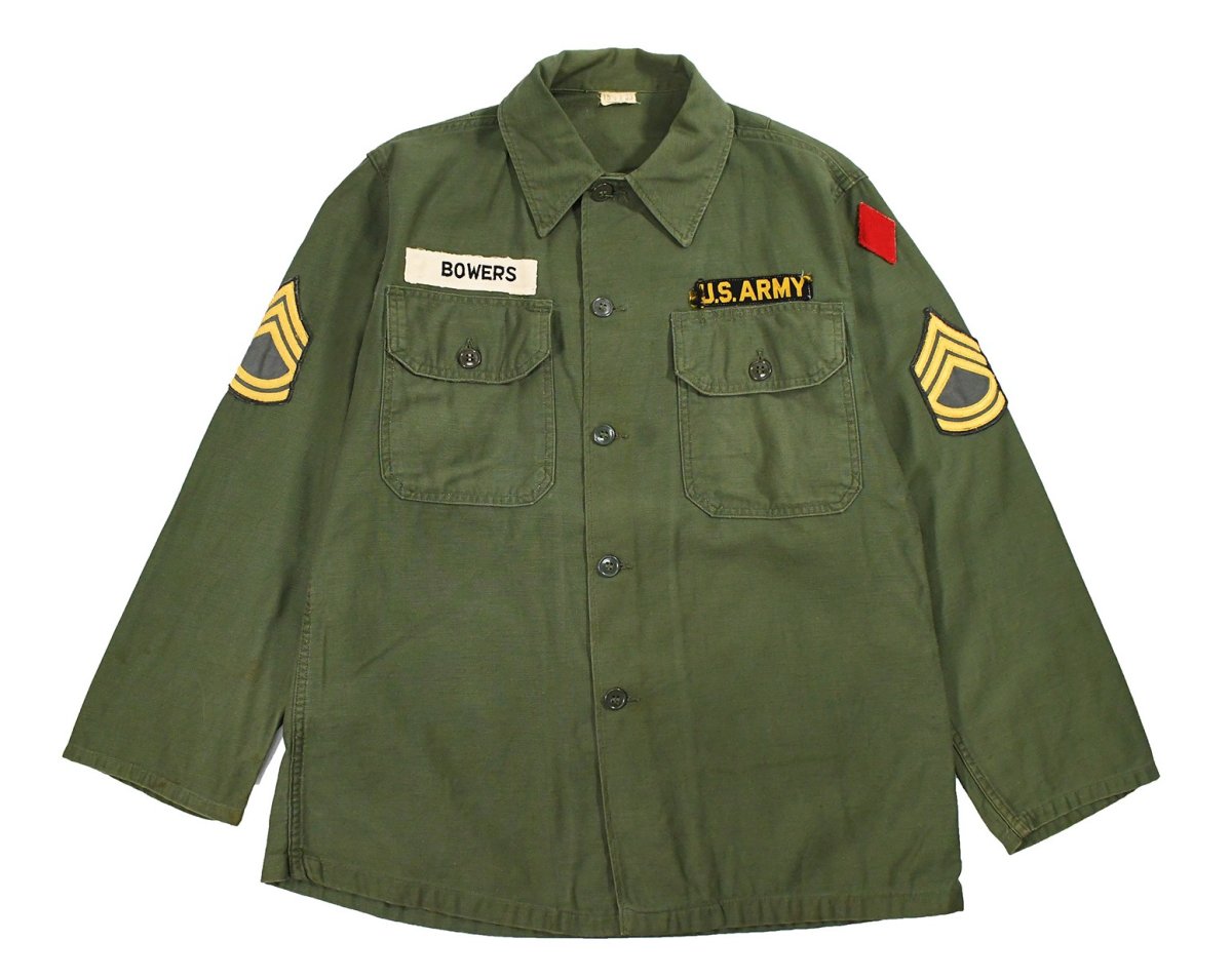 画像1: Used Us Military Cotton Sateen OG-107 Utility Shirt (1)