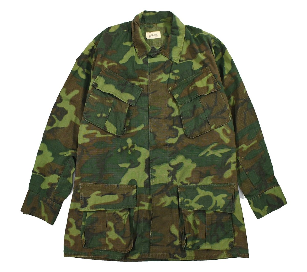 画像1: Used Us Military Ripstop Poplin Jungle Fatigue Jacket ERDL Leaf Camo (1)