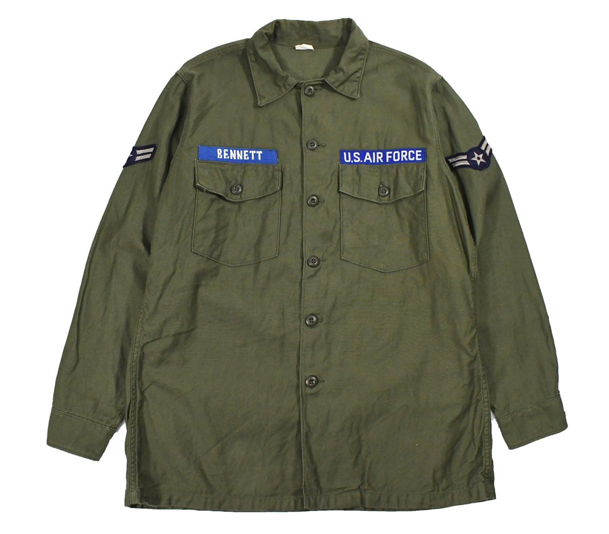 画像1: Used Us Military Cotton Sateen OG-107 Utility Shirt (1)