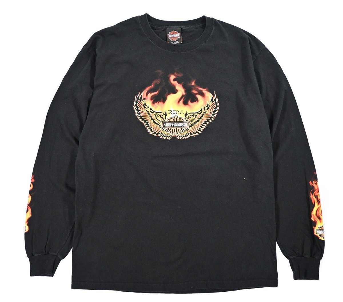 画像1: Used Harley-Davidson L/S Print Tee made in USA (1)