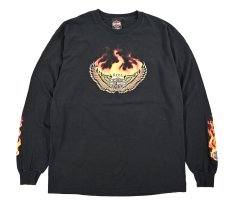 画像1: Used Harley-Davidson L/S Print Tee made in USA (1)