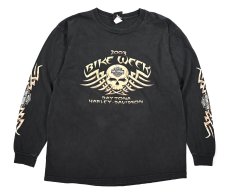 画像1: Used Harley-Davidson L/S Print Tee made in USA (1)