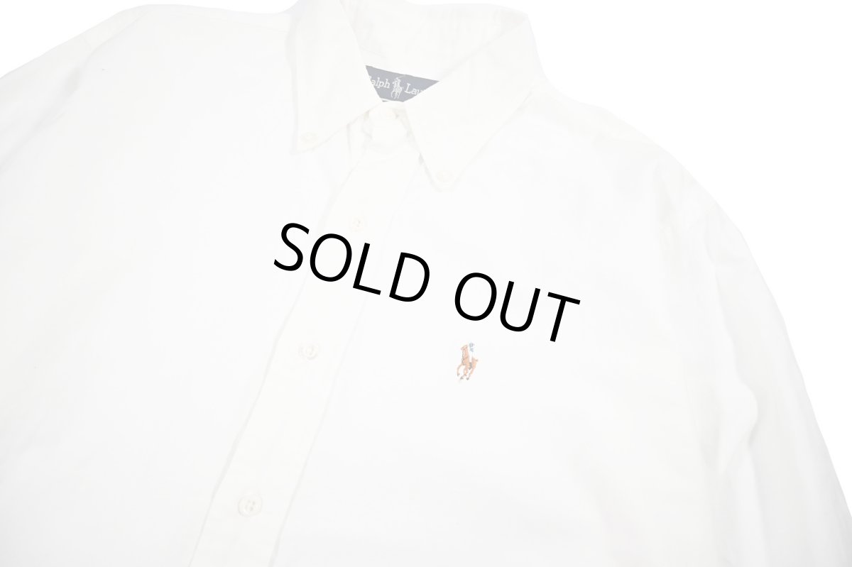 画像2: Used Ralph Lauren B/D Oxford Shirt White (2)