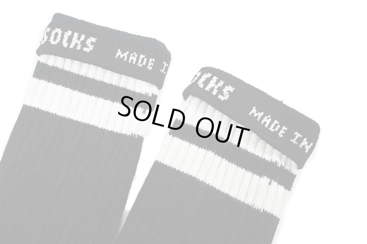 画像2: Skater Socks 22 Inch KNEE HIGH Striped Tube Socks Black/White (2)