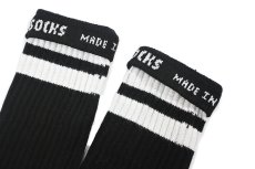 画像2: Skater Socks 22 Inch KNEE HIGH Striped Tube Socks Black/White (2)