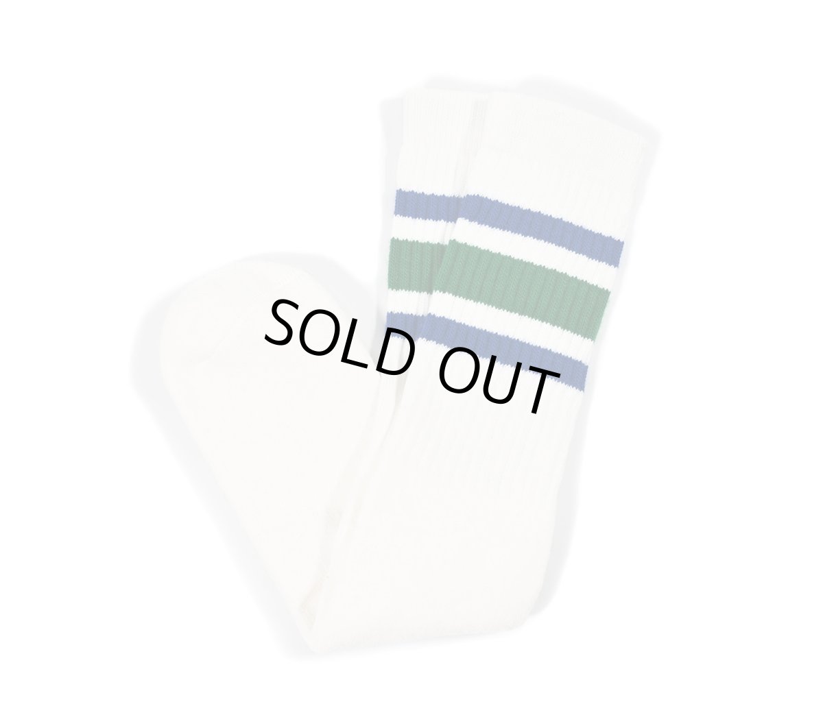 画像1: Skater Socks 19 Inch MID-CALF Striped Tube Socks White/Royal/Green (1)