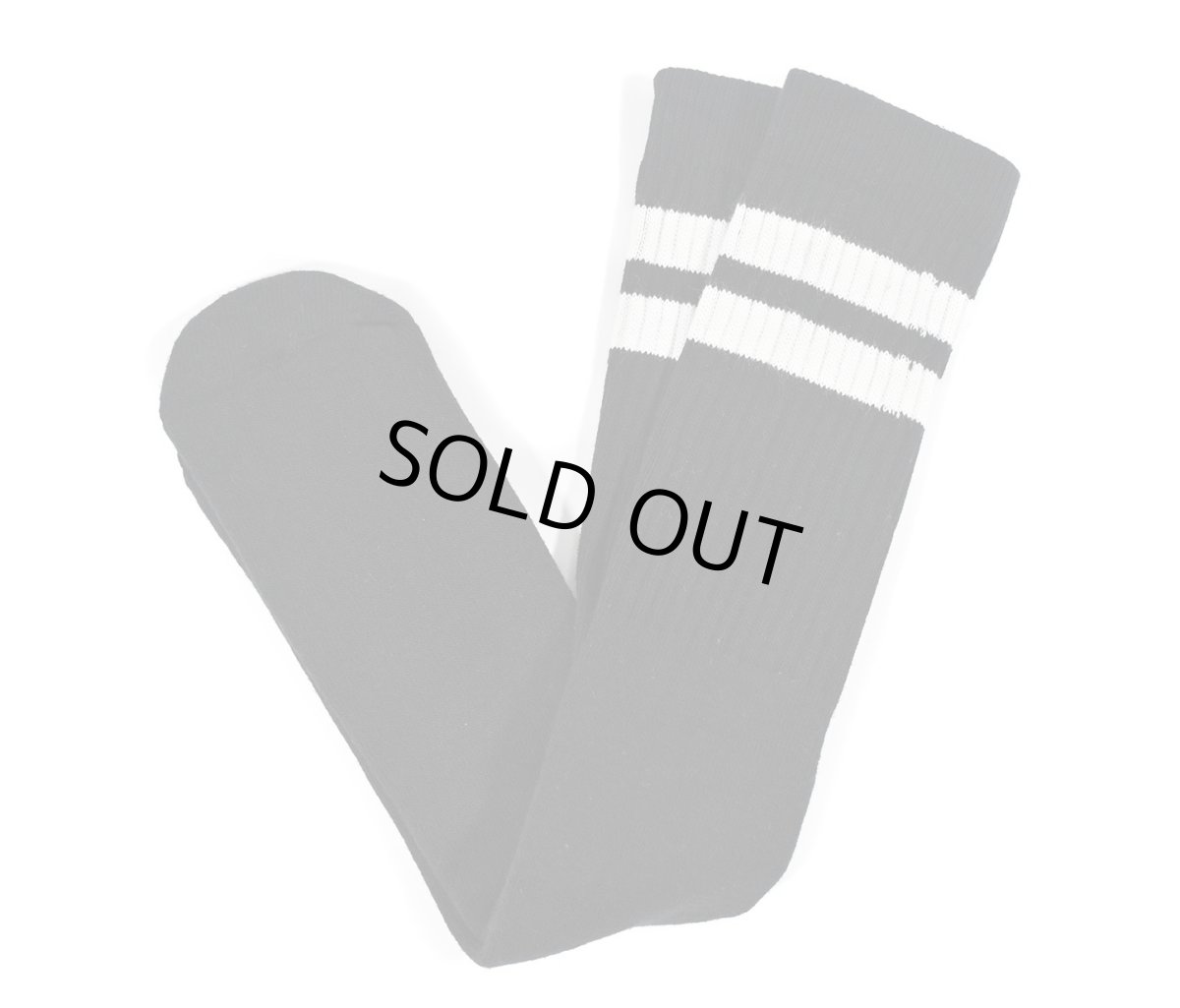 画像1: Skater Socks 22 Inch KNEE HIGH Striped Tube Socks Black/White (1)