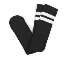 画像1: Skater Socks 22 Inch KNEE HIGH Striped Tube Socks Black/White (1)