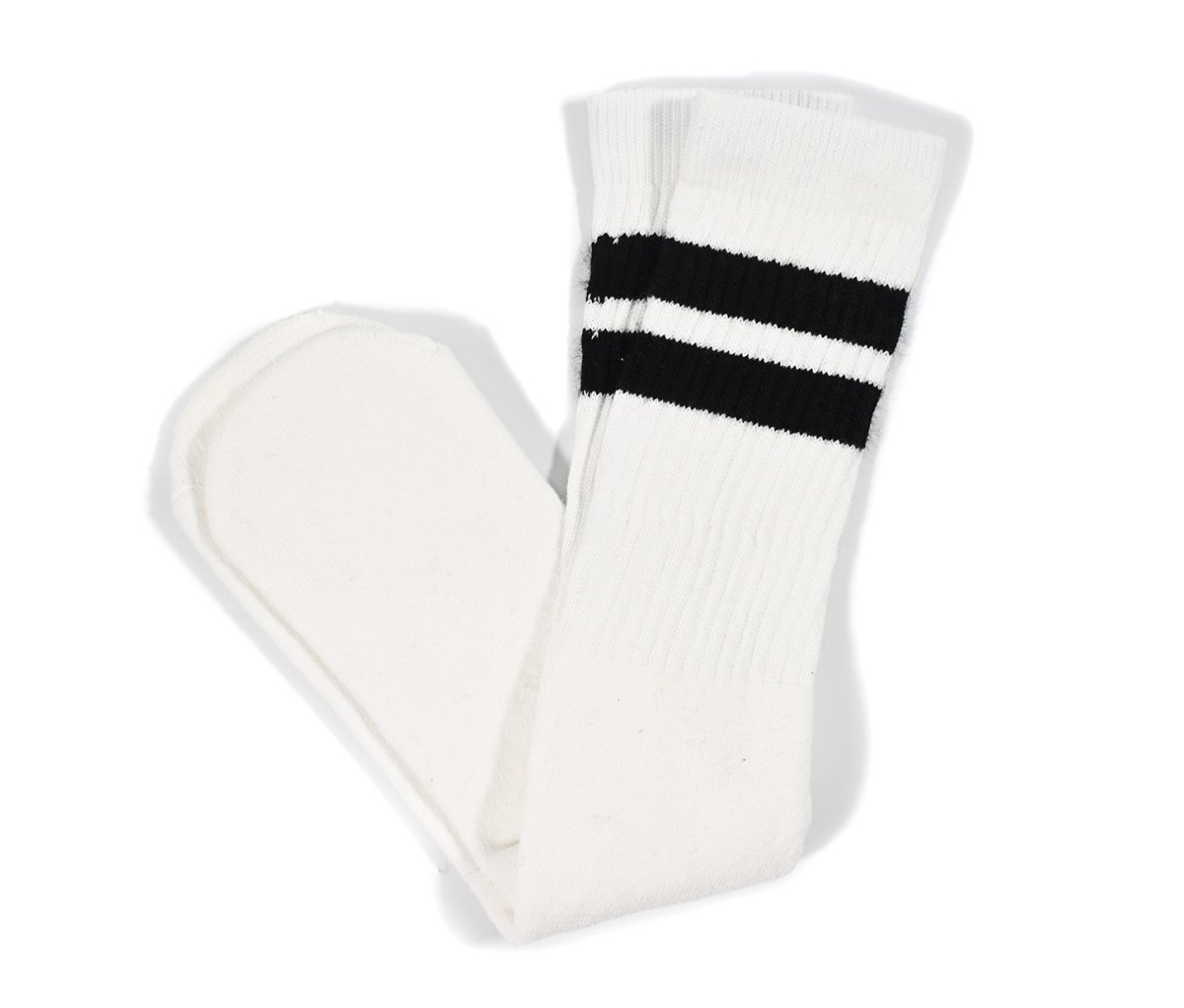画像1: Skater Socks 22 Inch KNEE HIGH Striped Tube Socks White/Black (1)