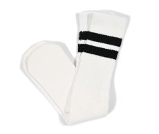 画像1: Skater Socks 22 Inch KNEE HIGH Striped Tube Socks White/Black (1)