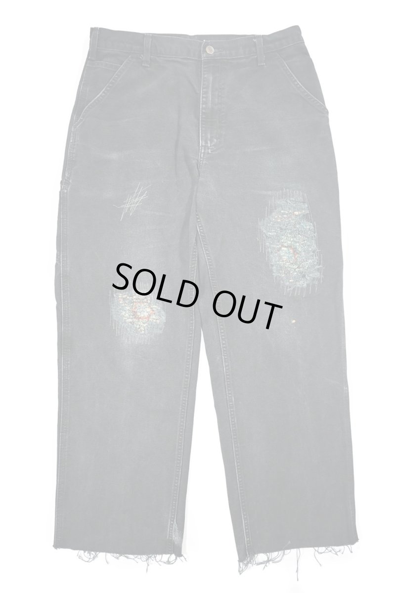 画像1: Used Carhartt Customized Duck Carpenter Pants Black カーハート (1)