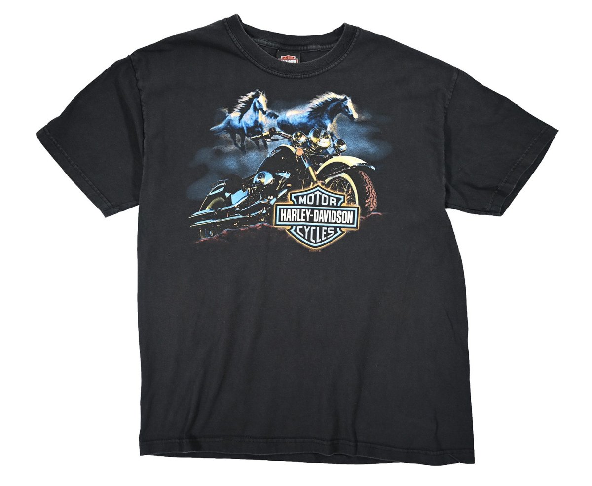画像1: Used Harley-Davidson Print Tee made in USA (1)