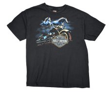 画像1: Used Harley-Davidson Print Tee made in USA (1)