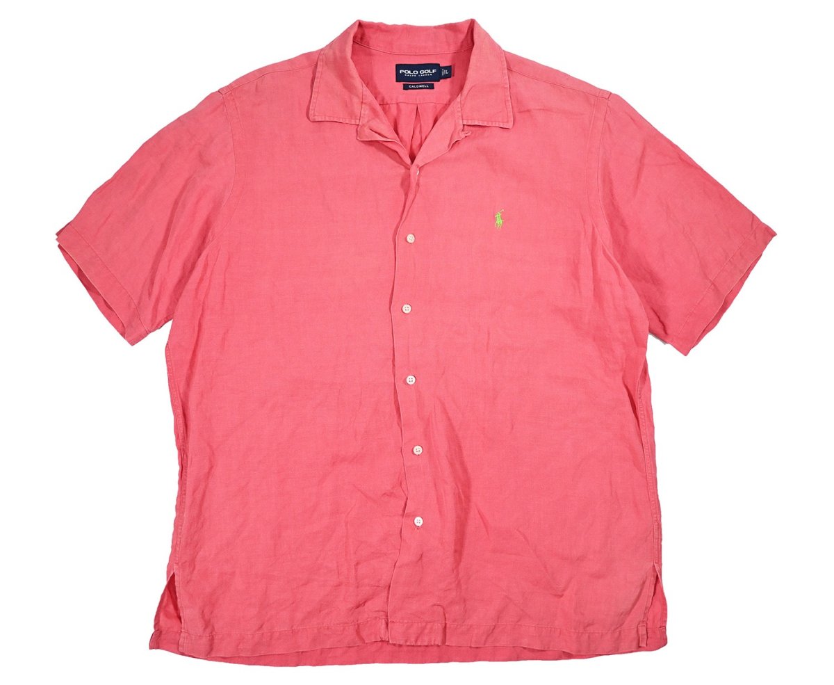 画像1: Used Polo Golf Linen/Silk Open Collar S/S Shirt "Caldwell" ラルフローレン (1)