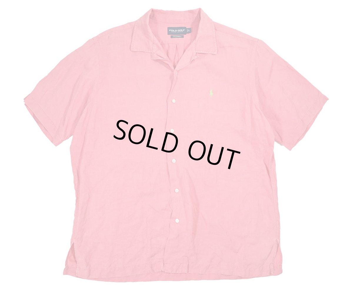 画像1: Used Polo Golf Linen/Silk Open Collar S/S Shirt "Caldwell" ラルフローレン (1)