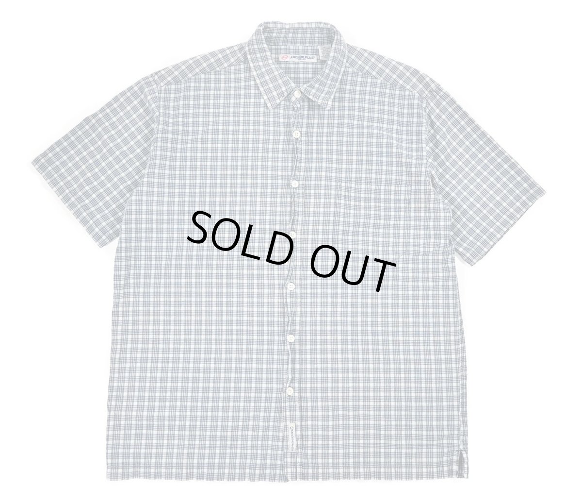 画像1: Used Anchor Blue S/S Cotton Shirt (1)