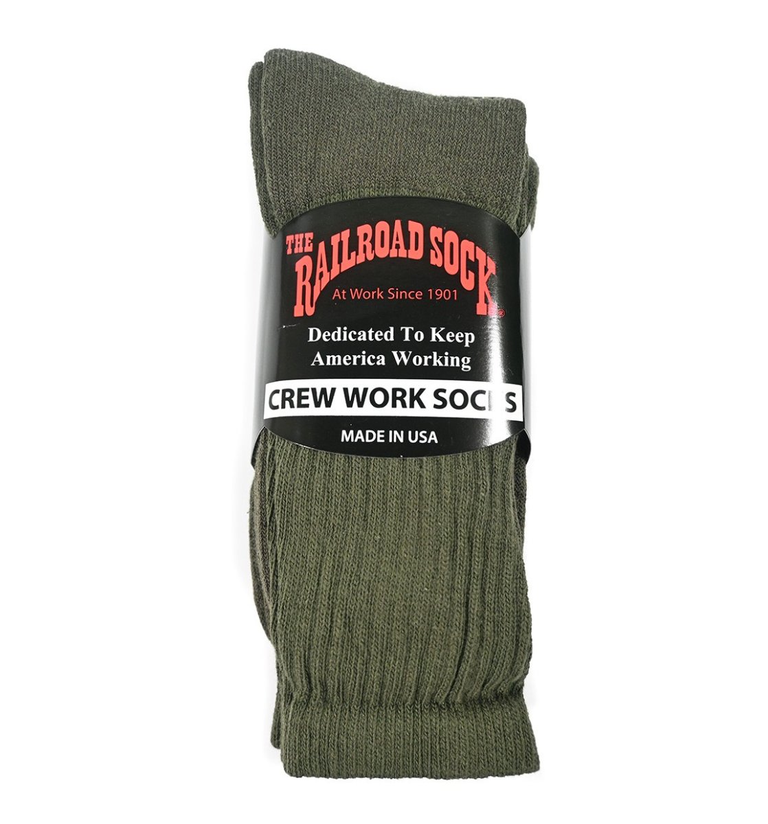 画像1: The Railroad Sock 3Pair Crew Socks Olive レイルロードソックス (1)