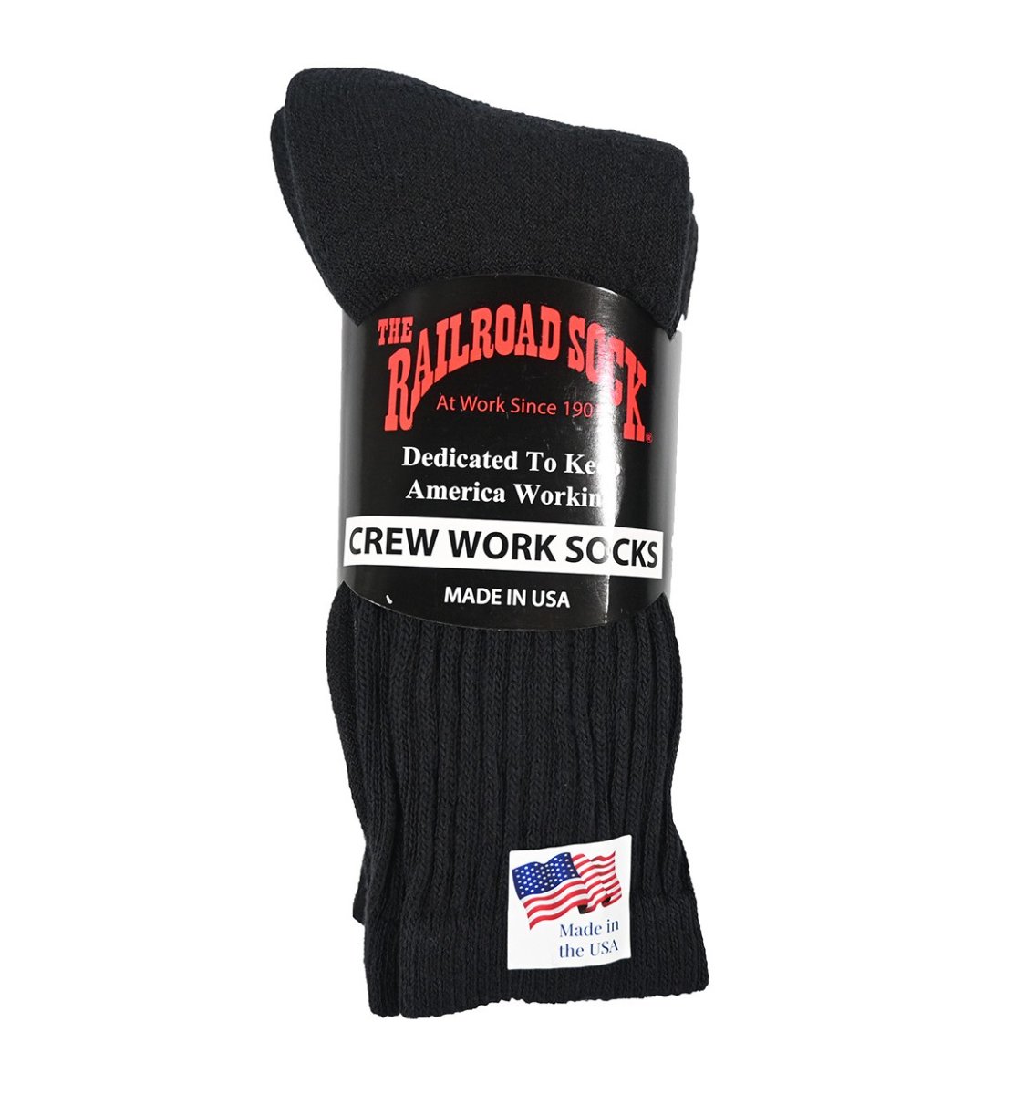 画像1: The Railroad Sock 3Pair Crew Socks Black レイルロードソックス (1)